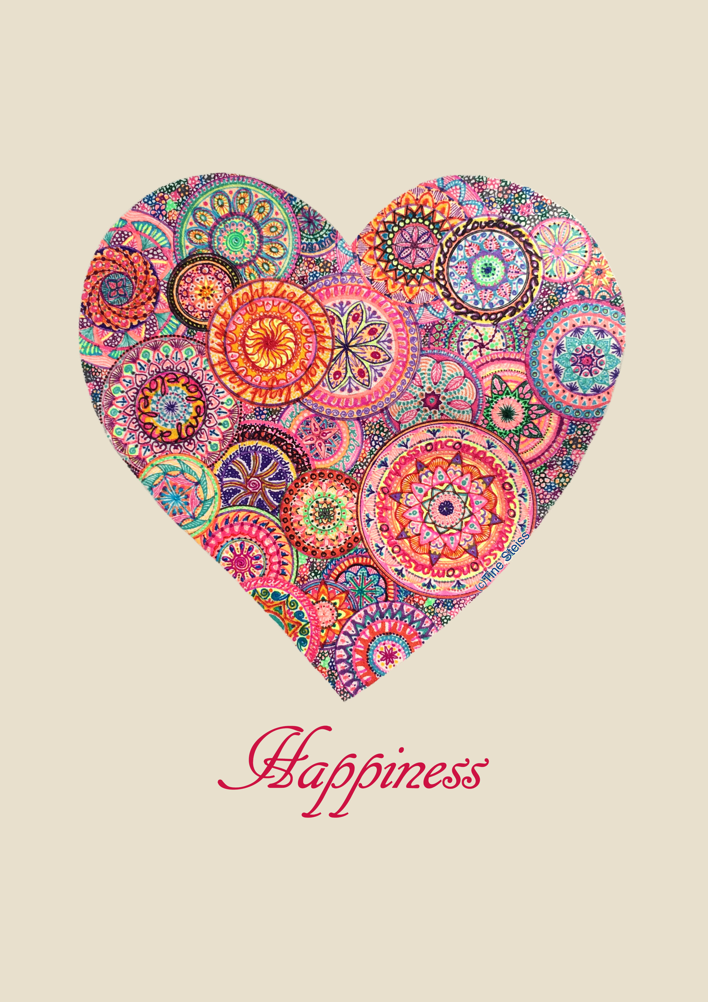 happiness heart mandala free printout artist tine steiss for happiness.org